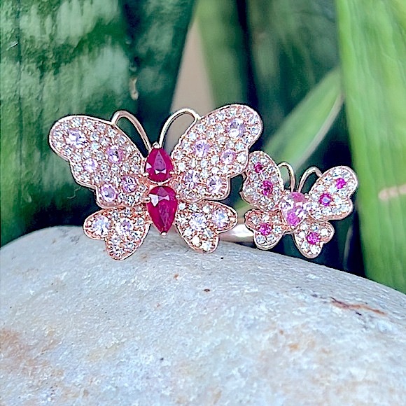 Effy ruby sapphire and diamond butterfly ring - Picture 10 of 14